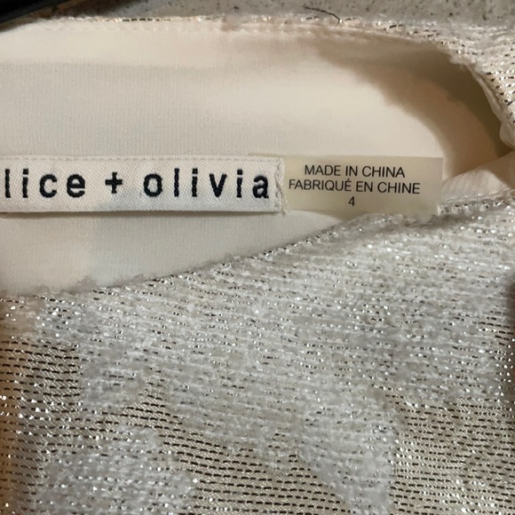 Alice + Olivia Mea Lantern Gold/Cream Shift Dress.  Size 4 - Picture 8 of 12